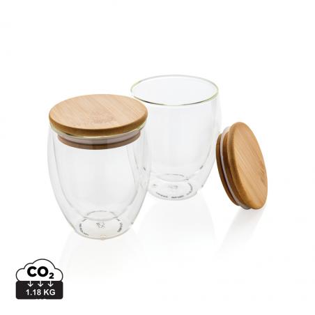 Doppelwandiges Borosilikatglas mit Bambusdeckel 250ml