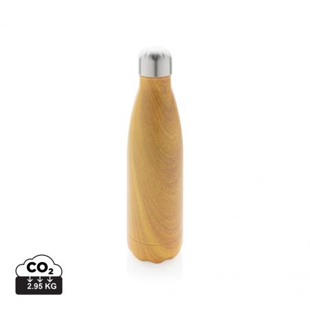 Vacuum insulated ss bottle with wood print