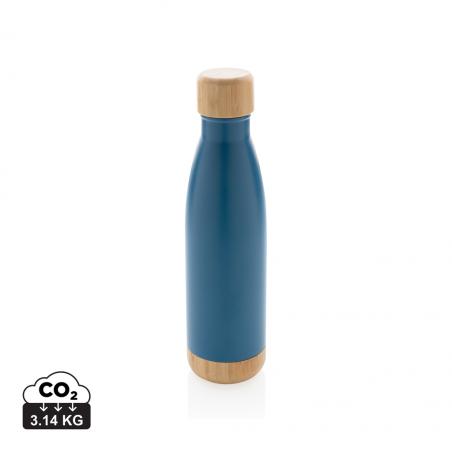 Vacuum stainless steel bottle with bamboo lid and bottom