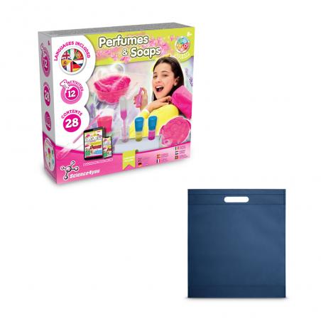 Educational game supplied with a nonwoven gift bag 80 gm² Perfume soap factory kit iv