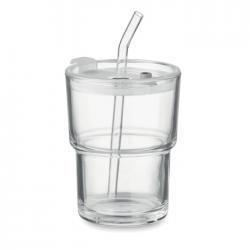 Glasbecher mit trinkhalm...
