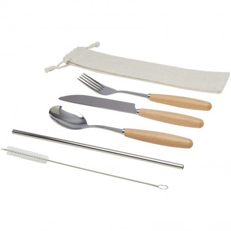 Root 5-teiliges besteckset aus edelstahl und buchenholz