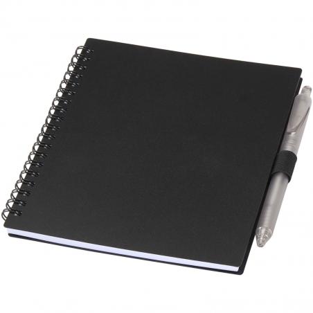 Niove softcover notizbuch aus recyceltem kunststoff mit kugelschreiber (blaue Mine) 