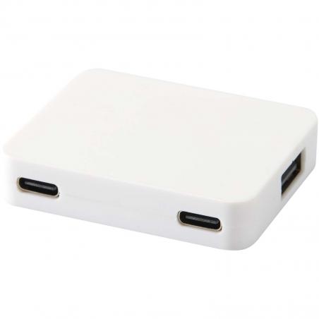 Gaia 4 port USB hub mit USB-A- und Typ-C-Ausgang und zwei eingängen aus recyceltem kunststoff 