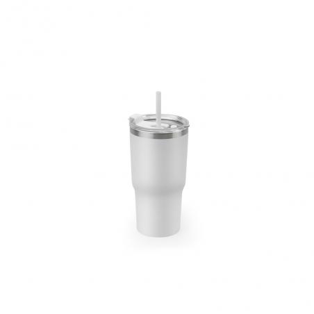 Compact stainless steel travel cup 91% recycled with vacuum insulated double wall and matt finish 600 ml Joyner m