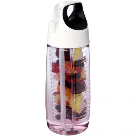 Hydrofruit 700 ml sportflasche aus recyceltem kunststoff mit klappdeckel und trinkhalm 