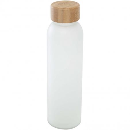 Lume 500 ml flasche aus mattiertem kalknatronglas mit bambusdeckel 