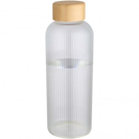 Mirage 650 ml einwandige trinkflasche aus borosilikatglas mit bambusdeckel 