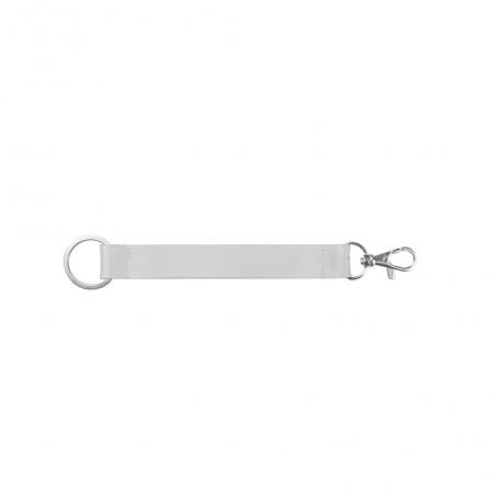 Short polyester lanyard for sublimation printing with standard ring and carabiner clip Crawley