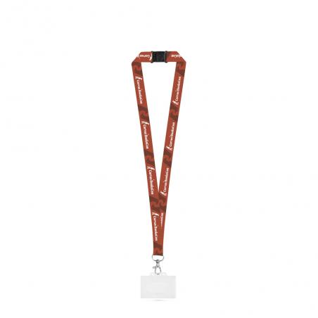 Sublimation lanyard made from recycled polyester 100% rpet with carabiner safety clasp and rigid card holder Barnsley