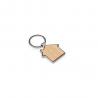 Houseshaped iron keychain in zinc and bamboo Gaston house