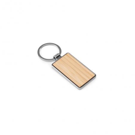 Rectangular iron keychain in zinc and bamboo Gaston rectangular