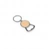 Iron keychain with a round shape in zinc and bamboo Meeko