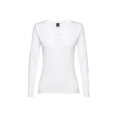 Longsleeved scoop neck fitted tshirt for women. 100% carded cotton. White. White Thc bucharest women wh ii