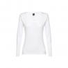 Longsleeved scoop neck fitted tshirt for women. 100% carded cotton. White. White Thc bucharest women wh ii