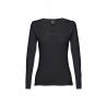 Longsleeved scoop neck fitted tshirt for women. 100% carded cotton. Black Thc bucharest women ii