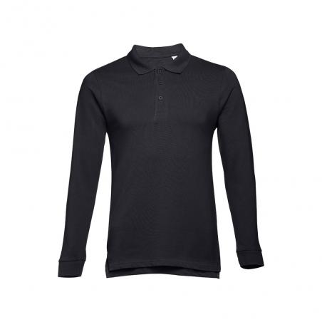 Mens longsleeved 100% cotton piqué polo shirt with removable label Thc bern ii