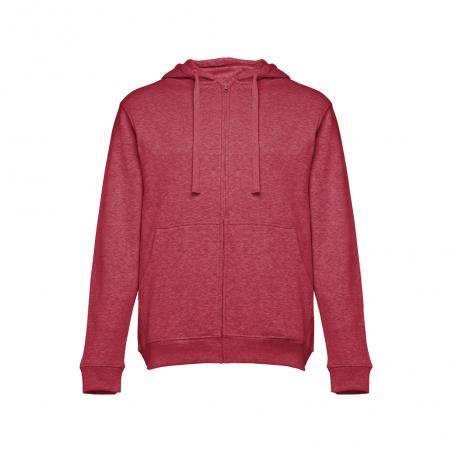 Mens hoodie in cotton and polyester with full zip. Heather red Thc amsterdam ii
