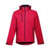 Mens softshell jacket with detachable hood and rounded back hem. Red. S Thc zagreb ii