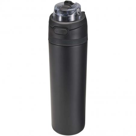 Theron 800 ml RCS trinkflasche aus recyceltem, einwandigem edelstahl mit multifunktionsdeckel und klappstrohhalm 